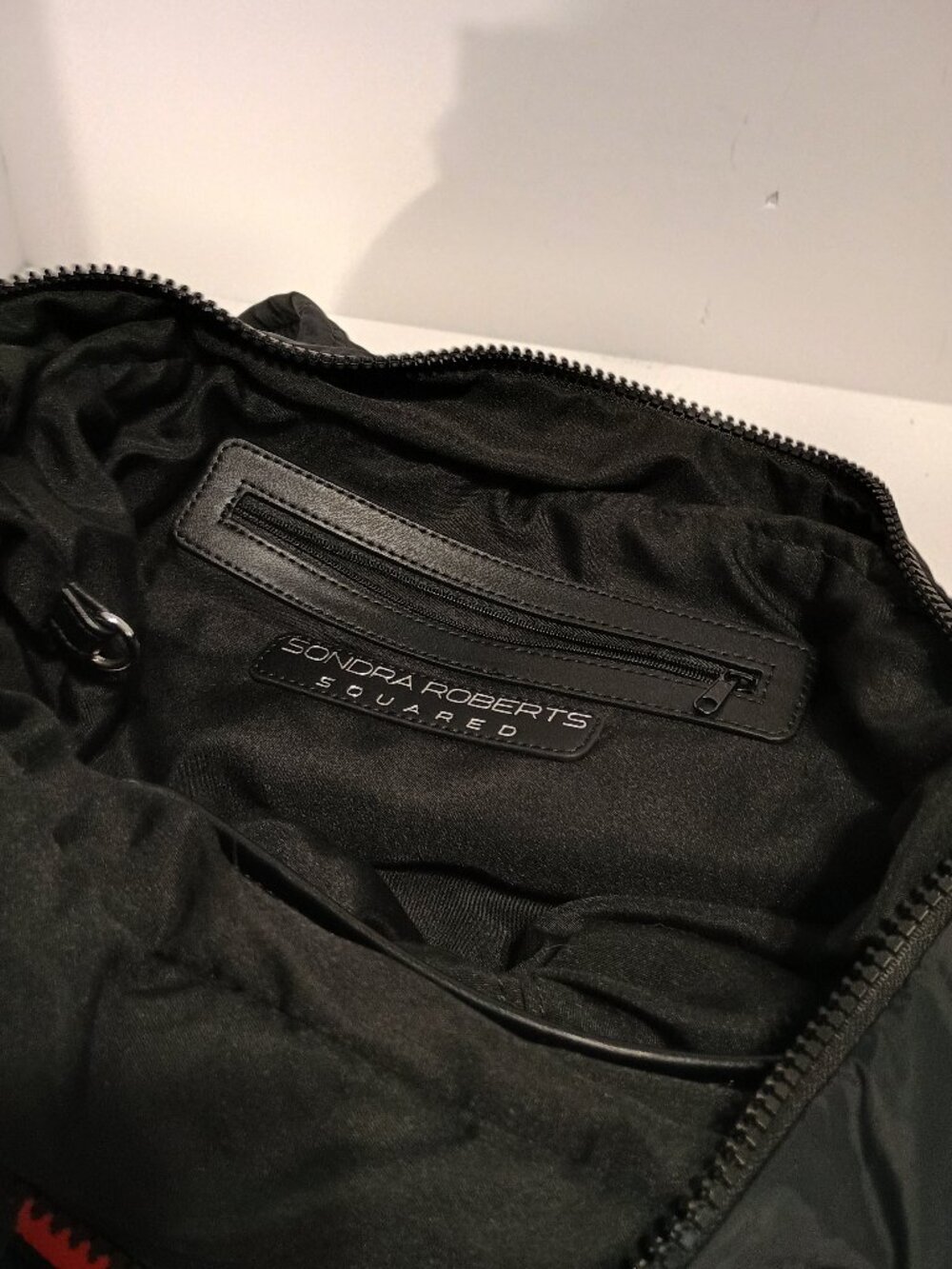 Sondra Roberts Squared Rainbow Puffer Tote Black Nylon Quilted Bag - Picture 11 of 12